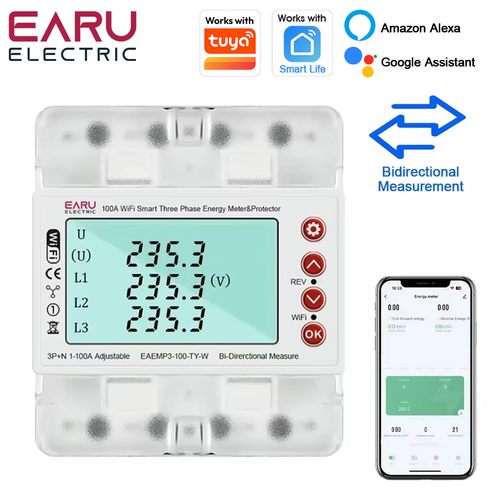Energy Meter Bidirectional - Contatore di Energia Trifase AC380V Tuya