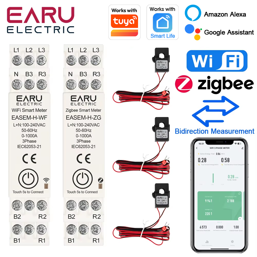 Energy Meter Bidirectional - Contatore di Energia Intelligente EARU Tuya
