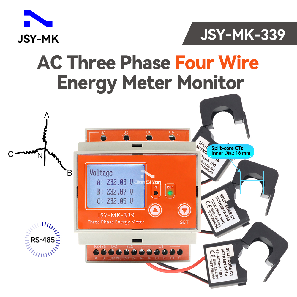 Energy Meter Bidirectional - JSY-MK-339 Misuratore bidirezionale RS485 150A AC
