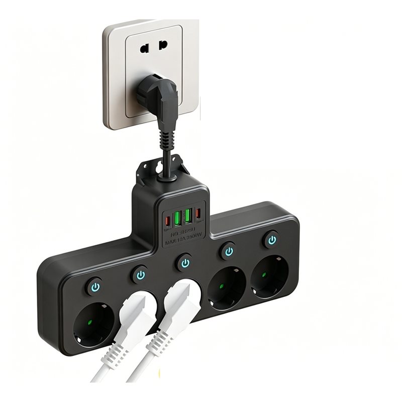 Ac Surge Protector - Multipresa Elettrica AB46 con Spina EU,