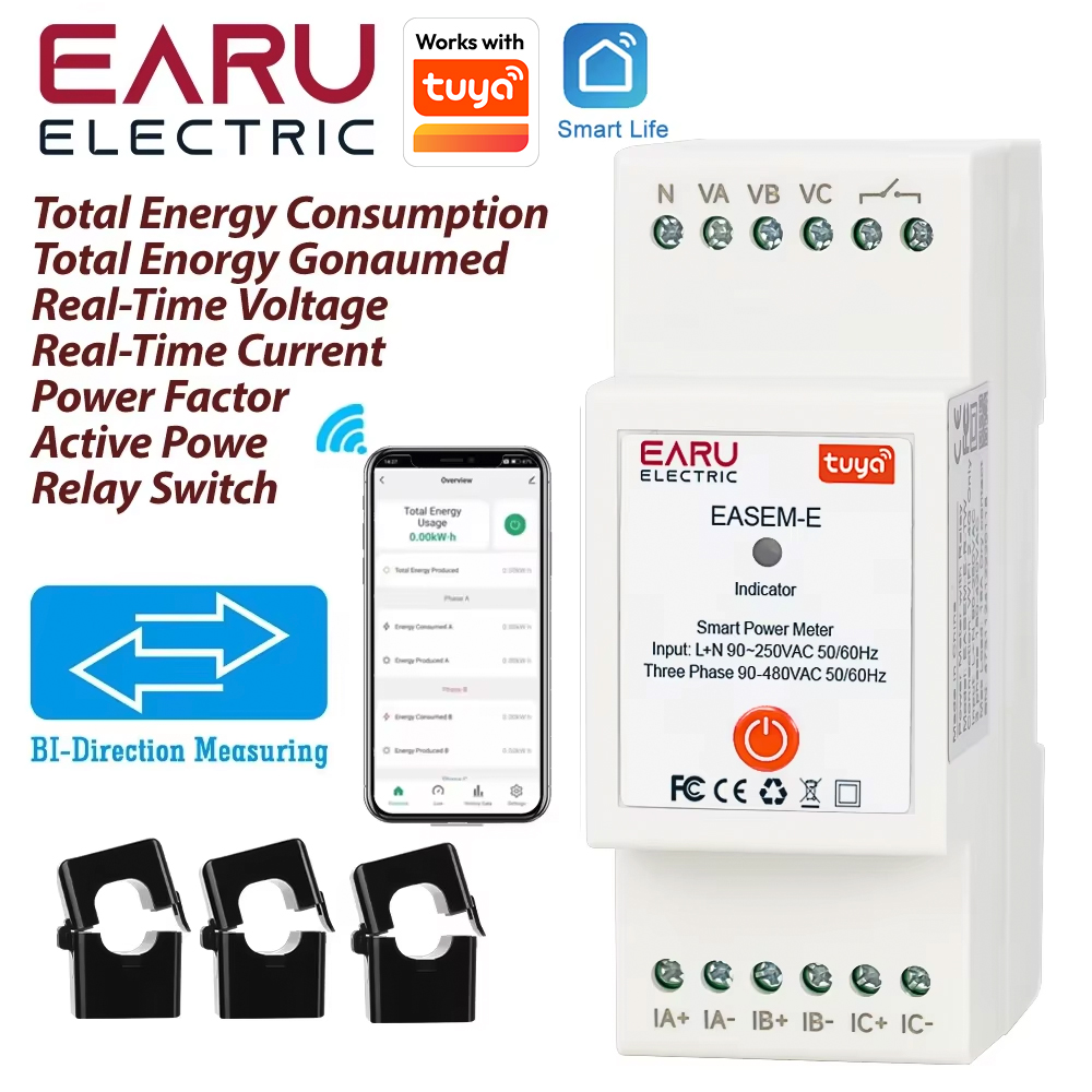 Energy Meter Bidirectional - TUYA WiFi Smart Trifase AC90-480V Misurazione