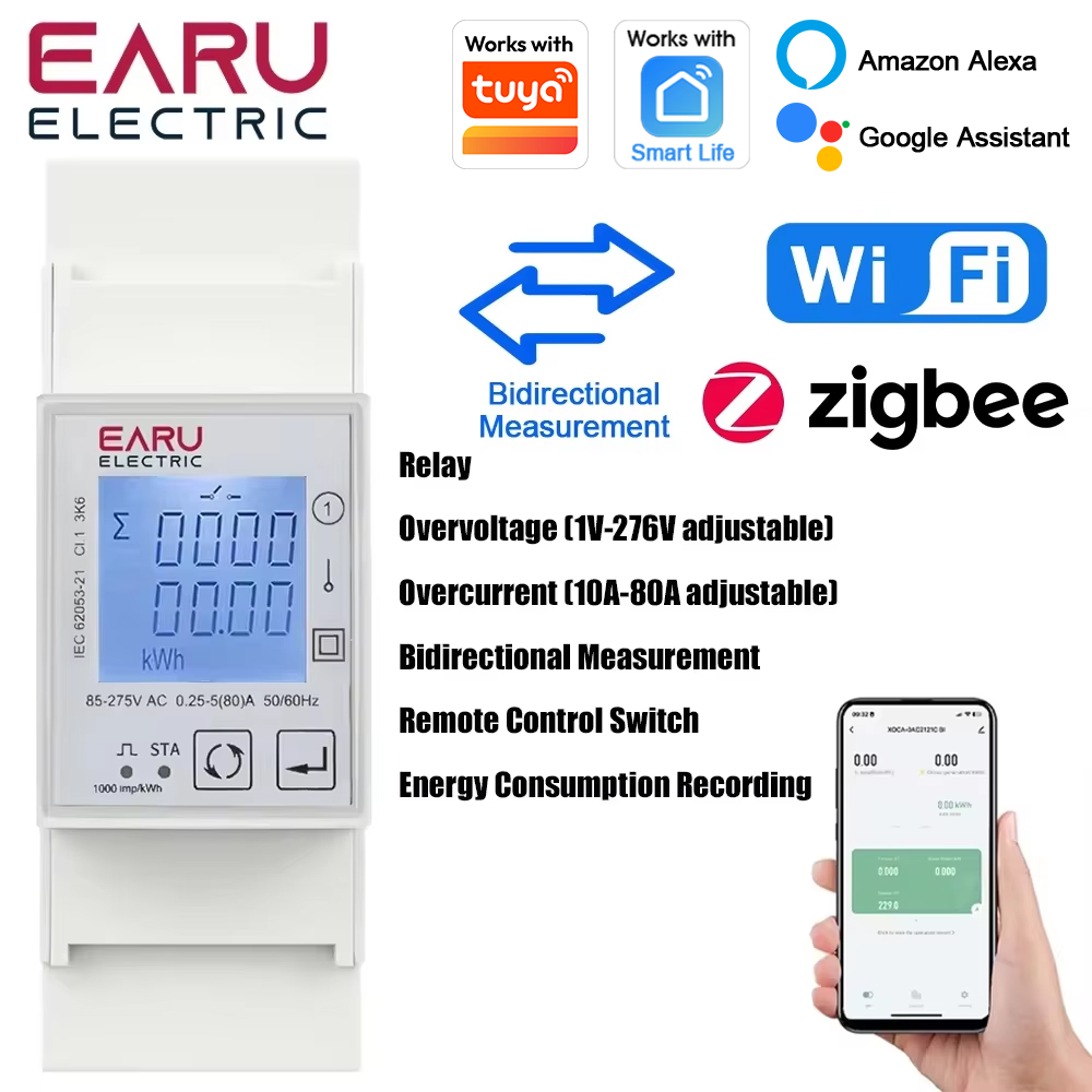 Energy Meter Bidirectional - Contatore di Energia Intelligente EARU Tuya